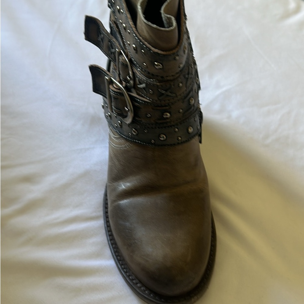 Freebird Caspian Studded Leather Ankle Boots with Buckle